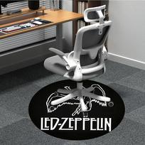 1 vnt. Led Zeppelin logotipas Kėdės kilimėlis biurui Neslystantis, skalbiamas mašinoje kilimas biurui, kambario šventinė puošyba Kalėdoms, gimtadieniui Poliesteris 80cm gray