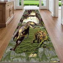 3D Juros periodo Dinzaurų Kilimas Prehistorinis T-Rex Iliuzinis Grindų Kilimėlis Minkštas Plaunamas Neslystantis Dinozaurų Tematikos Dekoras Žaidimų Kambariui Miegamajam 40x120cm