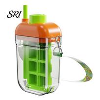 Odor-proof Ice Mold 2-in-1 Cube Maker & Water Bottle with Straw, Press-Release Silicone Tray for Freezer Freezer, Leak-Proof Portable Cup Gym Travel, žalia