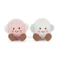 Kawaii Marshmallow Plush Toy Cute Pink Blue Marshmallow Stuffed Doll Couple Plushies Soft Birthday Gifts Girl Home Decor 7cm (a set) white
