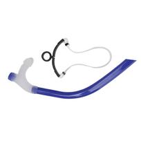 Swimming Snorkel Reduced Drag Silicone Swimming Breathing Tube with Adjustable Head Brace for Snorkeling Diving Royalblue white