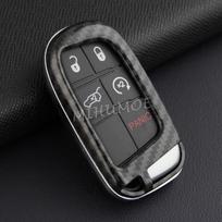 For Jeep Dodge Fiat Carbon Fiber Key Fob Chain Cover Case Grand Cherokee Renegade Compass MP Charger Challenger Durango Journey wq1 gray