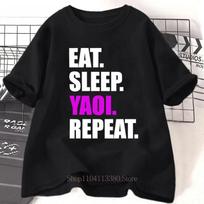 Eat Sleep Yaoi Repeat Graphic T-shirt S white