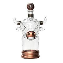Fathers Day Whiskey Lover Presents Highland Cow Decanter, Unique Head Glass Liquor Bottle for Housewarming Gift Friends Home Bar, 350ml Rustic white