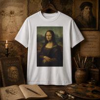 Mona Lisa T-Shirt, Leonardo da Vinci Portrait Tee, Renaissance Art Lover Gift, Classic Painting Graphic Shirt, Museum Aesthetic Unisex Tee S white