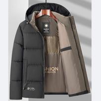 Winter New Arrival Men's Outdoor Casual Padded Storm Jacket with Detachable Hood, Thickened Warm Fashionable Men's Outerwear XL juoda