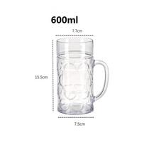 Plastikiniai alaus puodeliai 20 oz./600ml Alaus bokalai su rankenomis Daugkartiniai alaus gėrimo puodeliai Skaidrūs dideli alaus puodeliai baro gėrimams 501-600ml white