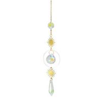 Faux Crystal Suncatcher Hanging Decoration Indoor Outdoor Garden Sun Moon Star Prism Wind Chime Ornament Rainbow Maker Pendant B white