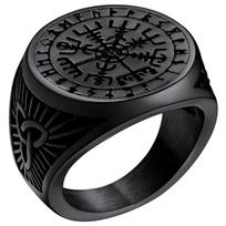 Šiaurietiškas žiedas Vyrams Antspaudas s Vikingų papuošalai Runinis kompasas Vegvisir Colio Nerūdijančio plieno Šiaurietiški s Dovana Helovinui 13 sidabras
