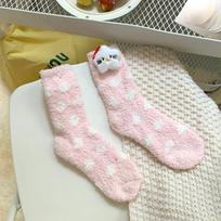 Cute Sleep Socks Women'S Japanese Three-Dimensional Dolls Cartoon Tube Socks Winter Velvet Warm Home Sleep Socks Women One size fits all rožinė