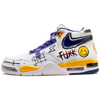 Nike Flight Legacy vidutinio aukščio senoviniai krepšinio batai vyrams Balti Violetiniai Geltoni BQ4212-102(KomandaF-) 40.5 gray