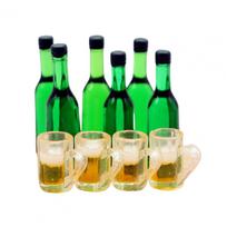 Wine Dollhouse Accessories Miniature Dollhouse Kitchen Room Accessories Set 10Pcs Beer Wine Drink Bottles Cups Figures Model Kit green