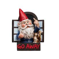 Funny Hanging Statue Santa Middle Finger Wall Decor Drunk Gnome Wall Signs Gothic Home Room Garden Decoration Halloween Christma 15x6x20CM gray