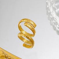 18K Gold Titanium Steel Wheat Ear Open Ring - Versatile Fashion Design white