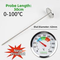 30/50cm Compost Thermometer Accurate With Dial= 30cm50cm Soil Probe For Composting Bins, Outdoor Gardening And Planting(0-100°F) gray