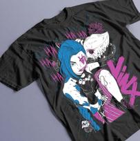 Jinx Arcane T-Shirt Mens Kids Womens Tops Tees Unisex Japanese Anime Cartoon Jinx Arcane Graphic T-Shirt Mens Kids Womens Tops Tees Unisex All Size M white