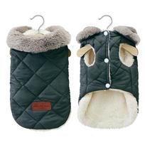 Winter Pet Jacket Clothes Super Warm Small Dogs Clothing With Fur Collar Cotton Pet Outfits French Bulldog Coat Vest Chihuahua (Gray,S)