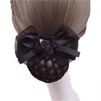 Mesh Ponytail Clip Korean Bun Snood Hairgrips Cover Net Women Spring Clips Bowknot Hair Bun Cover A black
