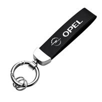 Car Logo Metal PU Leather Car Keychain Ring Auto Accessories For Opel Opc Astra K Vivaro Corsa Zafira Insignia Mokka Car Styling Su0 juoda