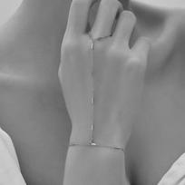 Minimalist Thin Chain Connected Finger Ring Bracelets For Women Multilayer Vintage Ball Beads Link Bangles Party Elegant Jewelry A14 gray