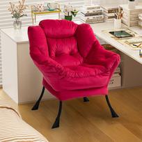 Lazy Chair, Relaxing Chair with Metal Frame and a Side Pocket, Simple Style Comfy Chairs for Bedrooms Living Room Balcony 75 x 80 x 85 cm