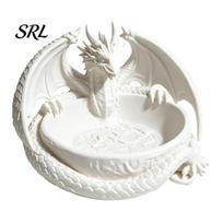 Unique Jewelry Holder Gothic Dragon Tray, 3D Printed Figurine, Mythical Creature Desktop Decorative Trinket Dish Organizer for Keys Coins Rings, Dark balta