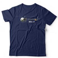 Sraigtasparnio T-shirt Bell 47 Karinis sraigtasparnis Aviacija Rotacinis sparnuotasis Unisex ir vaikams XXXXL blue