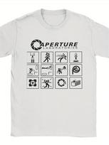 Portal 2 Aperture Science Laboratories Men's Pattern T-Shirt White with Black Science Icons Off XS black