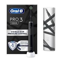Oral-B elektrinis dantų šepetėlis Pro 3 3500 Sensitive Clean, besisukantis/vibruojantis/pulsuojantis, Design Edition, juodas, ES