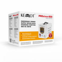 Avarinis maitinimo šaltinis „KEMOT PROsinus-800“ – keitiklis su grynu sinusiniu signalu ir įkrovimo funkcija, 12 V, 230 V, 800 VA/500 W