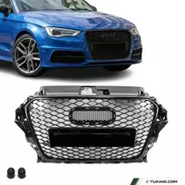 RS išvaizdos Priekinės Grotelės skirtos Audi A3 / S3 8V pre-facelift (12-16), juodos blizgios