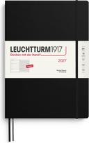 Leuchtturm 1917 Savaitinis planuoklis su užrašų knygele su linijomis kietais viršeliais Leuchtturm 1917 2027 EN A4+, juodas
