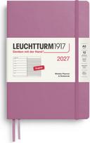 Leuchtturm 1917 Savaitinis planuoklis su linijuota užrašų knygele kietais viršeliais Leuchtturm 1917 2027 EN A5, rožinis