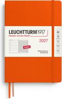 Leuchtturm 1917 Savaitinis planuoklis su linijuota užrašų knygele kietais viršeliais Leuchtturm 1917 2027 EN A5, oranžinis