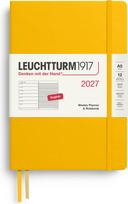 Leuchtturm 1917 Savaitinis planuoklis su linijuota užrašų knygele kietais viršeliais Leuchtturm 1917 2027 EN A5, geltonas
