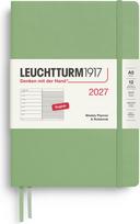 Leuchtturm 1917 Savaitinis planuoklis su linijuota užrašų knygele kietais viršeliais Leuchtturm 1917 2027 EN A5, šviesiai žalias