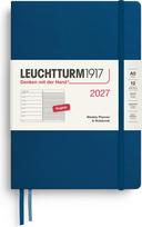Leuchtturm 1917 Savaitinis planuoklis su linijuota užrašų knygele kietais viršeliais Leuchtturm 1917 2027 EN A5, indigo