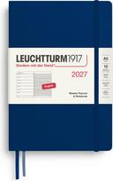 Leuchtturm 1917 Savaitinis planuoklis su linijuota užrašų knygele kietais viršeliais Leuchtturm 1917 2027 EN A5, tamsiai mėlynas