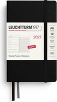 Leuchtturm 1917 Savaitinis planuoklis su užrašų knygele su linijomis kietais viršeliais Leuchtturm 1917 2027 EN A6, juodas