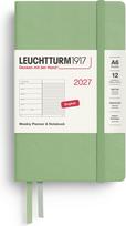 Leuchtturm 1917 Savaitinis planuoklis su užrašų knygele su linijomis kietais viršeliais Leuchtturm 1917 2027 EN A6, šviesiai žalias