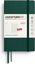 Leuchtturm 1917 Savaitinis planuoklis su užrašų knygele su linijomis kietais viršeliais Leuchtturm 1917 2027 EN A6, tamsiai žalias