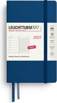 Leuchtturm 1917 Savaitinis planuoklis su užrašų knygele su linijomis kietais viršeliais Leuchtturm 1917 2027 EN A6, indigo