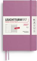 Leuchtturm 1917 Savaitinis planuoklis su užrašų knygele su linijomis minkštu viršeliu Leuchtturm1917 2027 EN B6+, rožinis