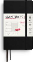 Leuchtturm 1917 Savaitinis planuoklis su užrašų knygele su linijomis minkštu viršeliu Leuchtturm 1917 2027 EN A6, juodas