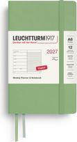Leuchtturm 1917 Savaitinis planuoklis su užrašų knygele su linijomis minkštu viršeliu Leuchtturm 1917 2027 EN A6, šviesiai žalias
