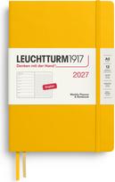 Leuchtturm 1917 Savaitinis planuoklis su taškuota užrašų knygele kietais viršeliais Leuchtturm 1917 2027 EN A5, geltonas