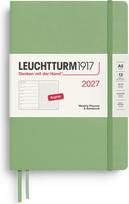 Leuchtturm 1917 Savaitinis planuoklis su taškuota užrašų knygele kietais viršeliais Leuchtturm 1917 2027 EN A5, šviesiai žalios spalvos