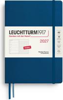 Leuchtturm 1917 Savaitinis planuoklis su taškuota užrašų knygele kietais viršeliais Leuchtturm1917 2027 EN A5, indigo spalvos
