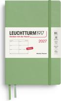 Leuchtturm 1917 Savaitinis planuoklis kietais viršeliais Leuchtturm 1917 2027 EN B6+, šviesiai žalias