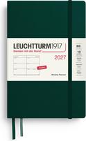 Leuchtturm 1917 Savaitinis planuoklis kietais viršeliais Leuchtturm 1917 2027 EN B6+, tamsiai žalias